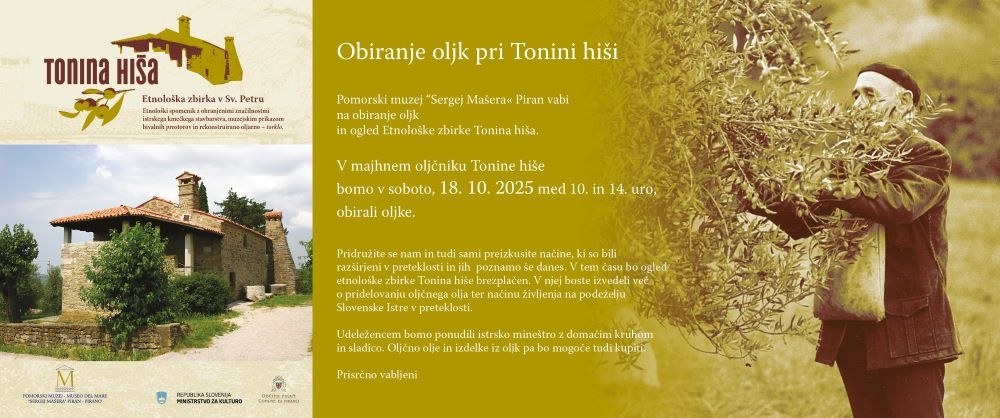 Vabilo za obiranje oljk pri Tonini hiši